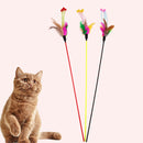 5pcs Funny Elastic Plastic Long Pole Colorful Flower Sticks Feather Tease A
