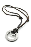 Jewelry Men's Ladies Necklace, Alloy Pendant with Leather, Brown