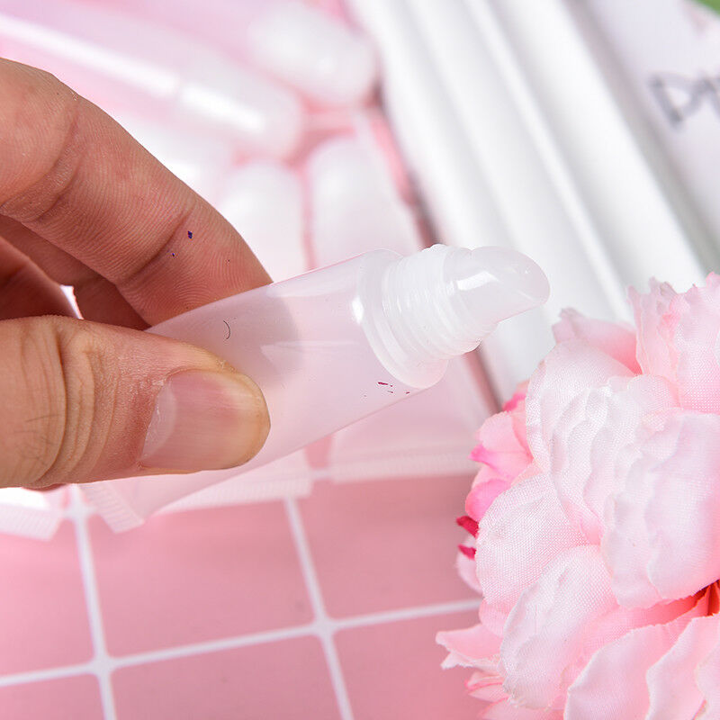 10x 5ml refillable empty cosmetic tube lip gloss balm clear cosmetic containe Bj