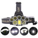8 Head 2*XML-T6+5*XPE LED+COB LED Rechargeable Head Light Flashlight Torch La3C