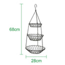 Plants Fruit Basket Pierced Country Style Home Space Saving Chain Hanging 3 Tier
