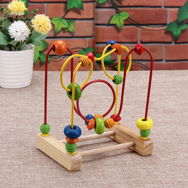 Wooden Toys Baby Math Toys Colorful Mini Around Beads Wire Maze Educational