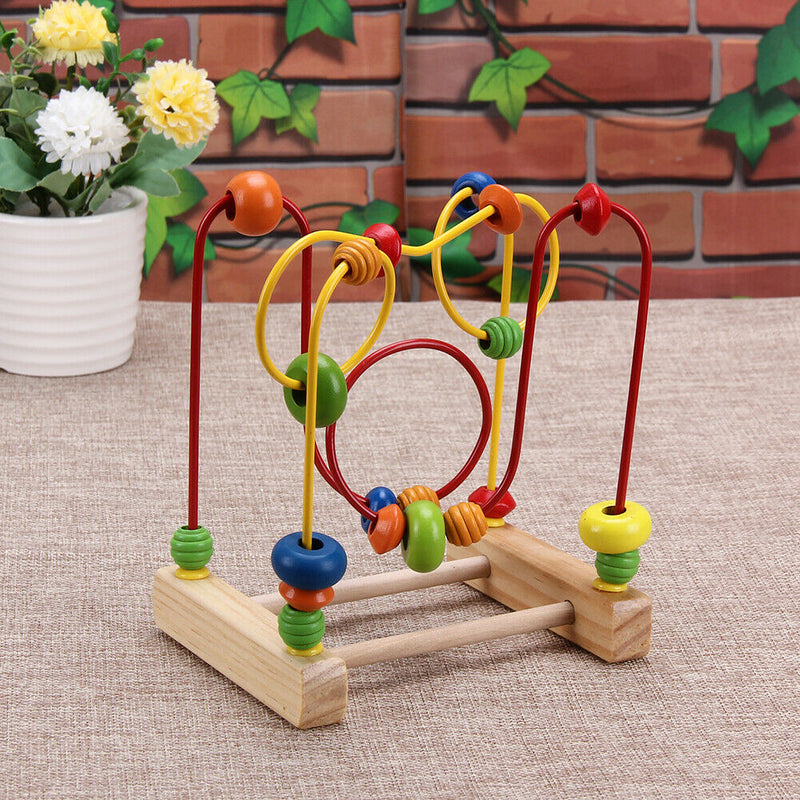 Wooden Toys Baby Math Toys Colorful Mini Around Beads Wire Maze Educational
