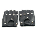 BLACK LEATHER LOOK FINGERLESS GLOVES FANCY DRESS