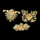 3pcs Metal Filigree Butterfly Peacock Charms Pendants Hair Jewelry Findings