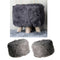 2pcs 16" Comfy Furry Footstool Cover Round Stool Slipcovers Protector Gray