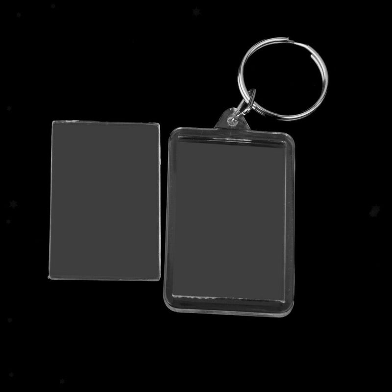10pcs ACRYLIC BLANK KEYRINGS INSERT PHOTO KEYCHAIN DIY Handicraft 28x49mm
