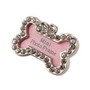 Dog Cat Kitten Puppy Rhinestone ID Name Tag Disc Bone Shape Pet Identity Tag #