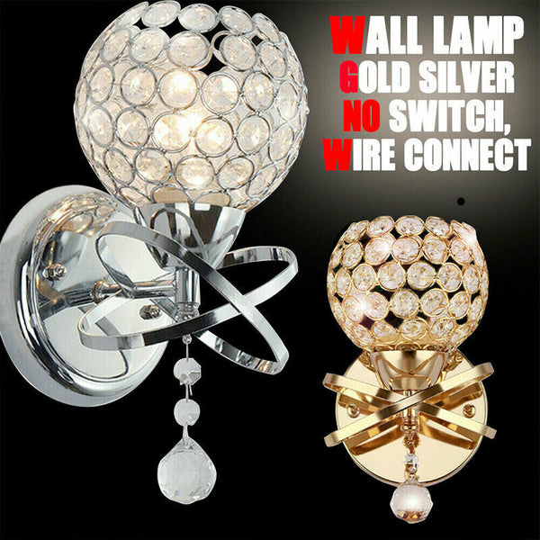 Crystal Wall Lamp Modern E27 Bulb Vanity Lights Sconce Bathroom Lighting Fix Hn