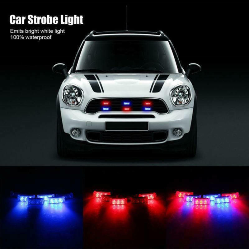 1 Set  6X 3LED Red And Blue Car Dash Flash Flash Emergency Police Warning Lights