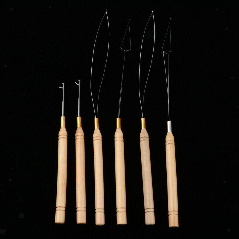 6Pcs Hair Extensions Loop, Micro Rings Links Beads  Threader Wire Hook