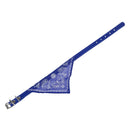 Dog Puppy Pet Bandana Scarf Paisley Pattern with Leather Collar Blue K2F9