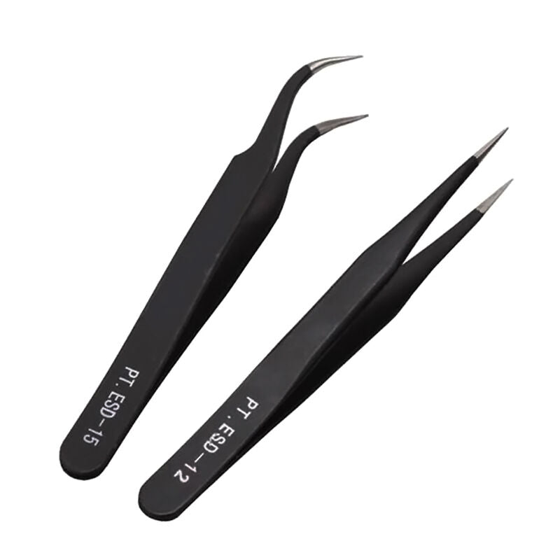 2X Anti Static Picking Tools Portable Nail Art Gem Eyelash Tweezers-Beau.AU