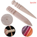3Pcs Solid Leathercraft Tool Edge Slicker Round Wood Slicking Burnishing LeathFT