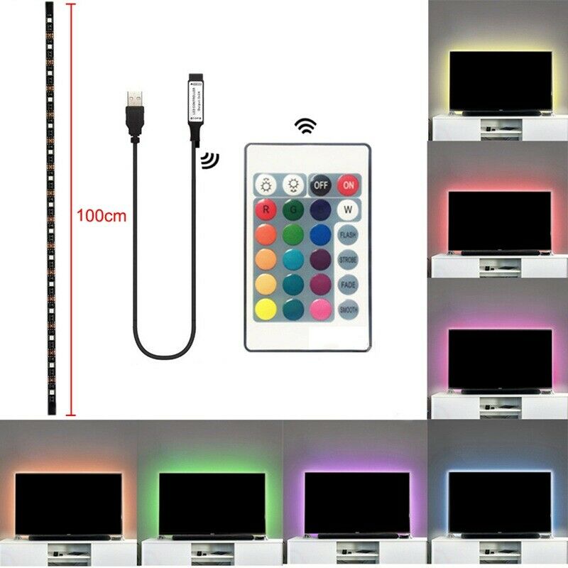 1 set LED Strip Light Flexible 5050 RGB USB LED TV Background Strip Light w K6H4