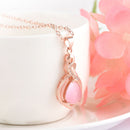 Fashion Women Opal Crystal Cat's Eye With Chain Pendant Necklace Jewelry Gift