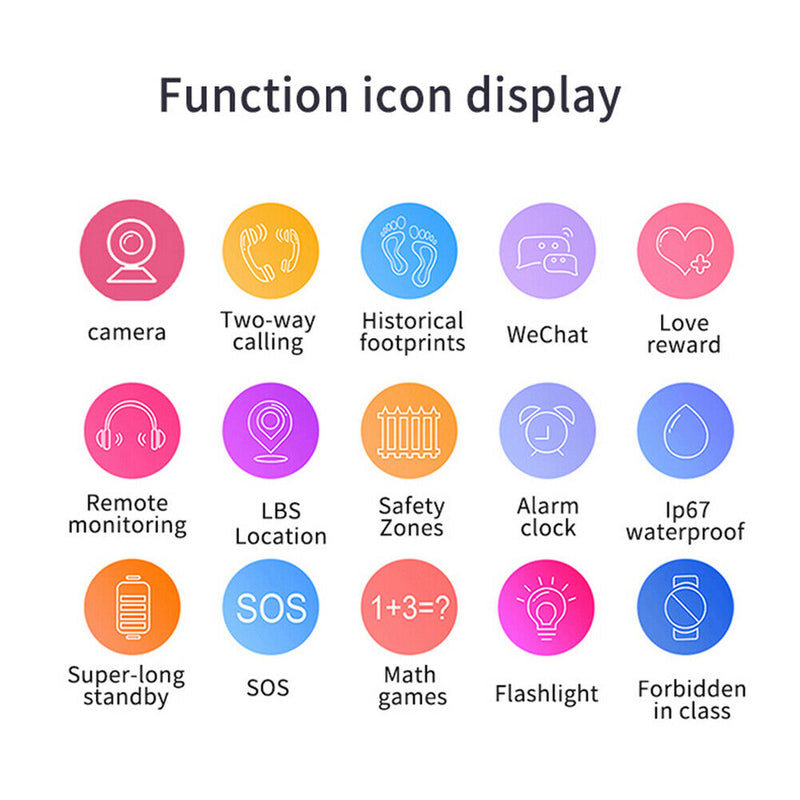 Kids Smart Watch SOS Phone Call Smartwatch with Camera Music Games (Pink)