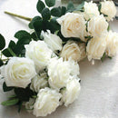 5X Artificial Flowers Bouquet Silk 12 Heads Rose Home Wedding Party Floral HFD