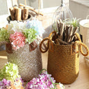 Sea Grass Folding Wicker Tote Bag Plant Flowerpot Window Box Basket Yellow S