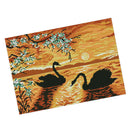 11CT Swan Sunset Stamped Cross Stitch DIY Embroidery Kits for Beginners Kids