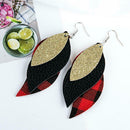 Women Leaf Teardrop Leather Earrings Ear Stud Hook Drop Dangle Jewelry Gift