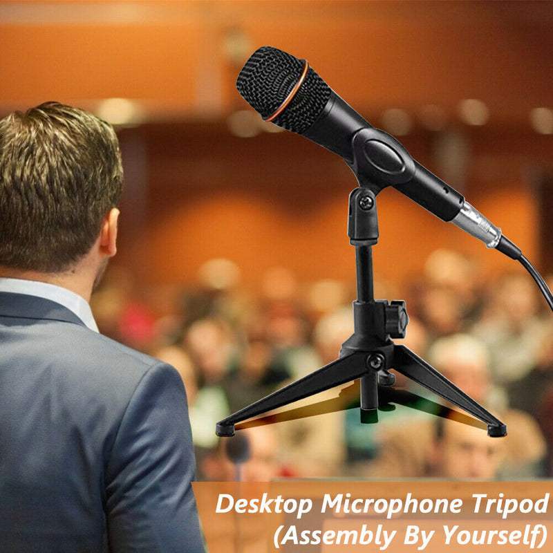 Adjustable Foldable Desktop Microphone Tripod Stand Holder with Mic Clip