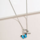 Colorful Butterfly Pendant Necklace Earrings Bracelet for Women Jewelry Set A