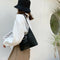 Stone Pattern Women Handbag Leather Female Retro Shoulder Tote Bag (Black)