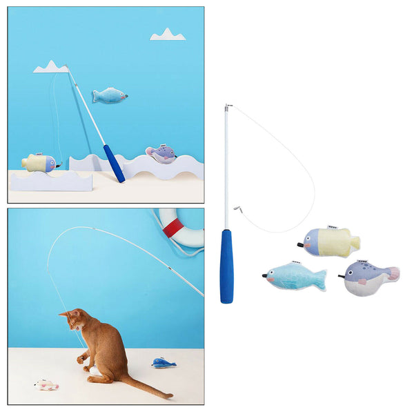 Catnip Filled Cat Toys Fishing Cat Teaser Wand Exerciser Training Chasing A