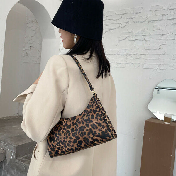 Animal Pattern Women Handbag Street PU Shoulder Underarm Tote Bag (Leopard)