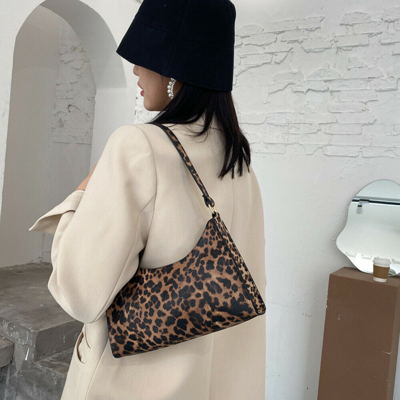 Animal Pattern Women Handbag Street PU Shoulder Underarm Tote Bag (Leopard)