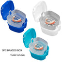 Denture Bath Cases Dental False Teeth Storage Boxes with Hanging Net Container