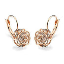 Hollow Flower Zircon Hook Earrings Copper Plated Necklace Women Jewelry Set