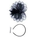 Flower Feather Fascinator Headband Hat Wedding Prom Ladies, Black