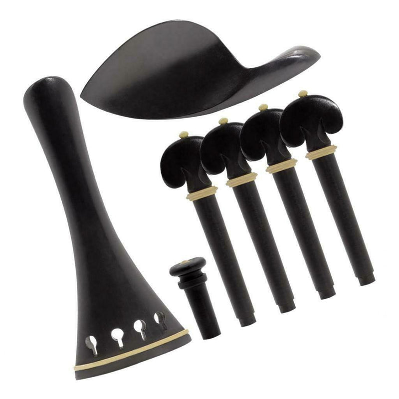 7Pcs Professional 4/4 Violin Fiddle Chin Rest Tuning Pegs Tailpiece End Pin Kit