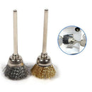 1X(Mini Wire Brush Wheel Cup Steel Wire Brush Set 1/8 Inch (3Mm) Shank For