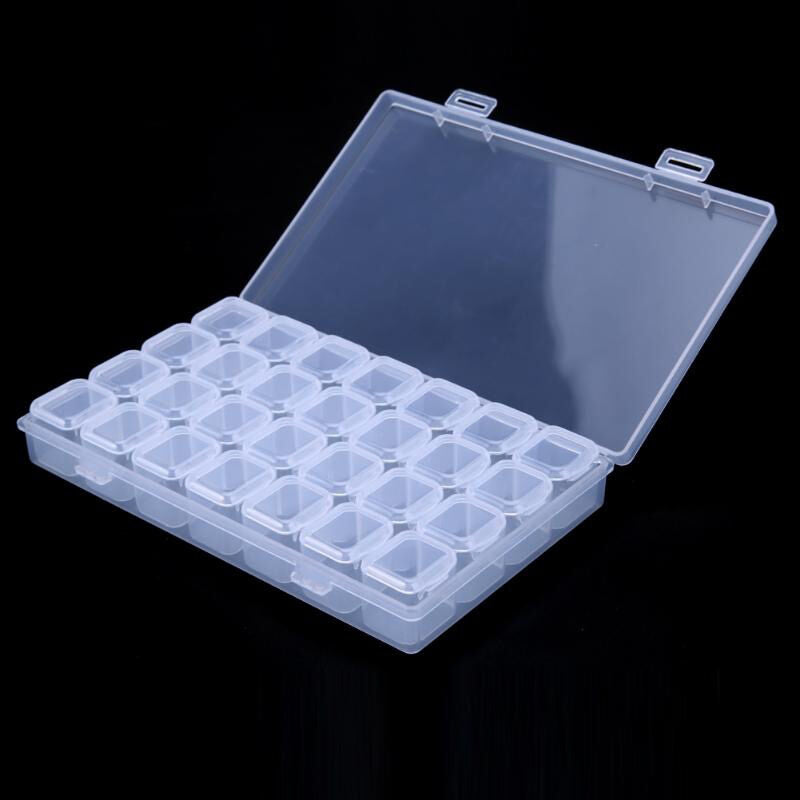 Empty 28 Jars Slots Nail Art Storage Box Tips Jewelry Case Organizer Beads Tools