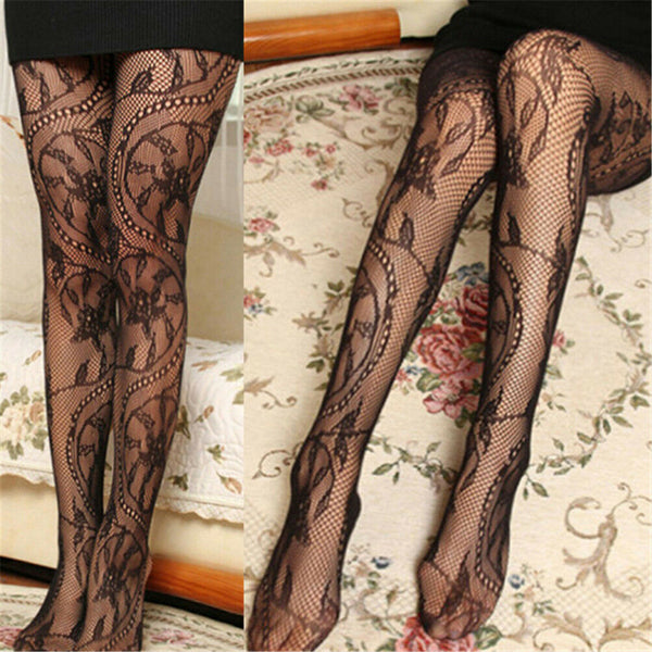 Fashion Floral Pattern Jacquard Girls Fishnet Pantyhose Womens Tights Stockin Gn