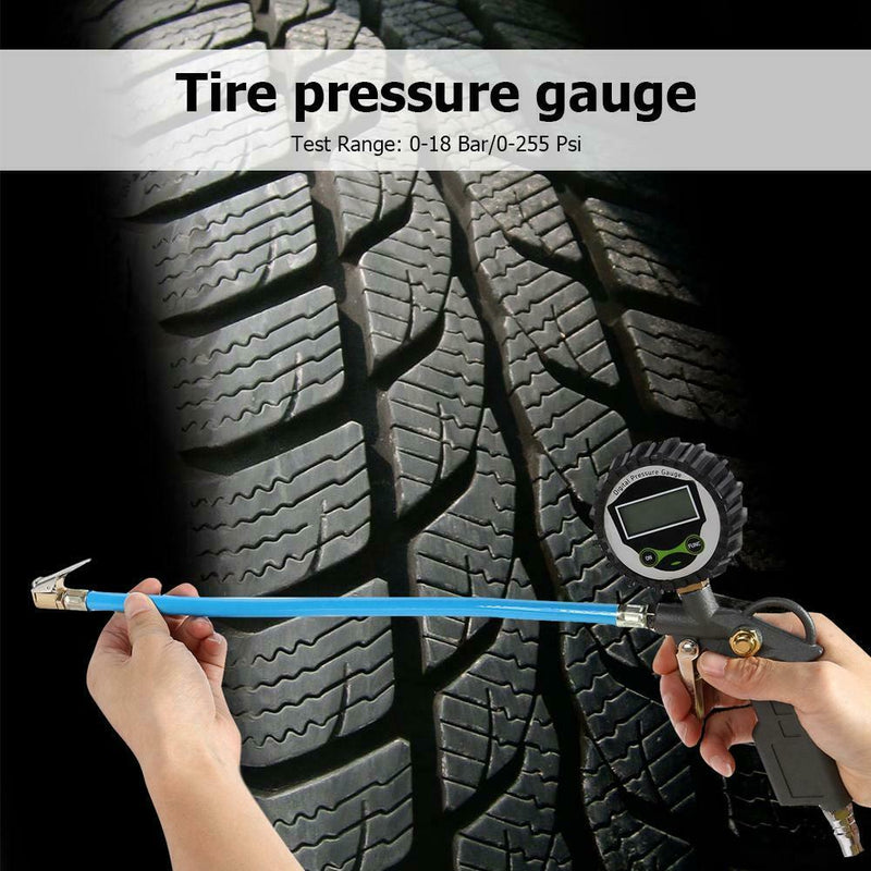 Car Motorcycle Digital LCD Display Tire Inflator Gun Car Tire Pressure Gauge