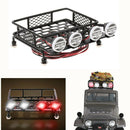 RC 1/10 Metal Roof Rack Luggage Carrier with Round LED Lights 2 White 2 Red
