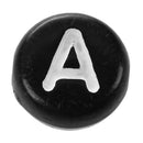 1000 Black Mixed Alphabet/ Letter Rondelle Beads 7mm(1/4 inch) M6B9