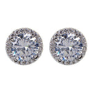 Women\'s Elegant Crystal Zircon Inlaid Ear Studs Platinum Plated Earrings Deluxe