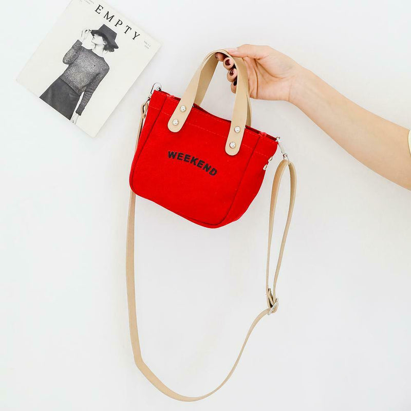 Letter Print Shoulder Satchel Handbags Canvas Women Crossbody Bags (Red) A