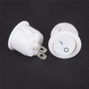 5X Mini Round White 2 Pin Terminal SPST ON-OFF Rocker Switch Snap-in 20mm"123 Bj