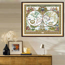 14CT 51x42cm Old World Map Stamped Cross Stitch Embroidery Kits Home Decor