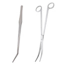 Stainless Steel Aquarium Live Tank Plant Landscaping Elbow Scissor & Tweezer