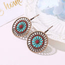 National style earrings round hollowed Drop earrings bohemian flower retro R9D6