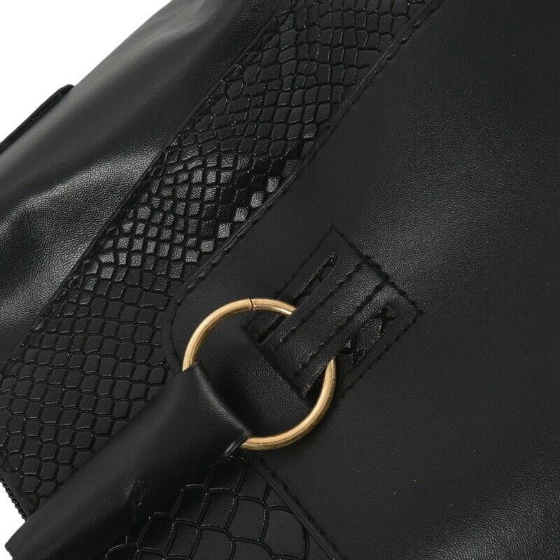 Women's Shoulder Bag in imitation leather Satchel Cross Body Tote Bag (Blac D2S3