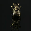 Brass Zodiac Rat Statue Key Chain Rings Pendants Metal Copper Car KeychainTEUSTE
