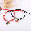 Handmade Lucky Red Rope Bracelet Women'S Blessing Words Round Zodiac Pig Co